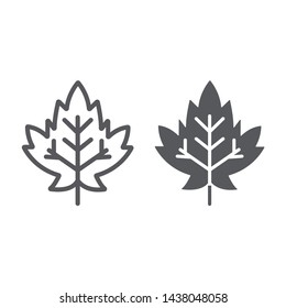 Maple leaf line and glyph icon, foliage and nature, autumn leaf sign, vector graphics, a linear pattern on a white background, eps 10.