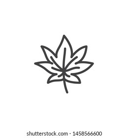 Maple Leaf Line Icon. Linear Style Sign For Mobile Concept And Web Design. Tree Leaf Outline Vector Icon. Autumn Symbol, Logo Illustration. Vector Graphics