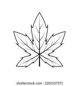 Maple Leaf Line Icon On White Background.