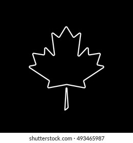 Maple Leaf Line Icon On Black Background