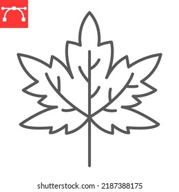 Maple Leaf Line Icon, Thanksgiving And Natural, Autumn Leaf Vector Icon, Vector Graphics, Editable Stroke Outline Sign, Eps 10.