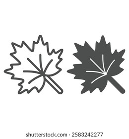 Maple leaf line and solid icon, Forest tree concept. Vector graphics. Leaves sign on white background, outline style icon for mobile or web design