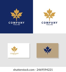 maple leaf lion head abstract logo design vector