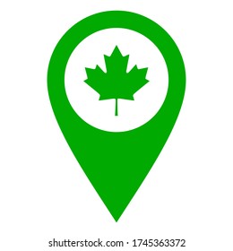 Maple leaf and location pin on white