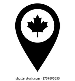 Maple leaf and location pin on white