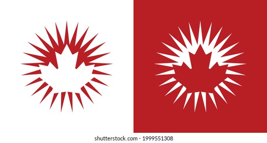 Maple Leaf Logo. Canada leaves Vector Icon. Sun Light Symbol Illustration.