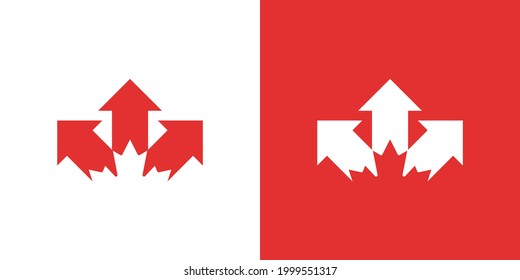 Maple Leaf Logo. Canada leaves Vector Icon. Arrows Symbol Illustration.