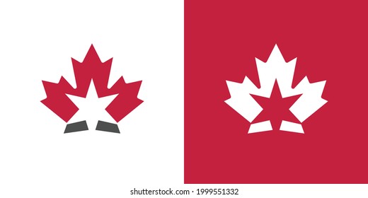 Maple Leaf Logo. Canada leaves Vector Icon. Star David Symbol Illustration.