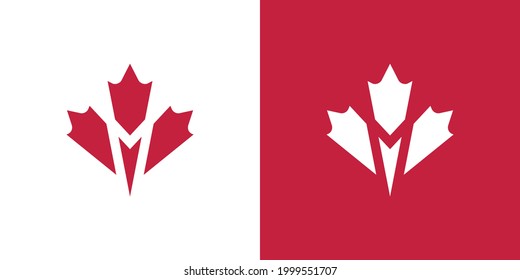 Maple Leaf Logo. Canada leaves Vector Icon. Letter M Symbol Illustration.