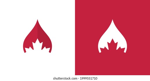Maple Leaf Logo. Canada leaves Vector Icon. Water Drop Symbol Illustration.