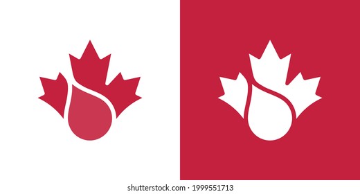 Maple Leaf Logo. Canada leaves Vector Icon. Water Drop Symbol Illustration.