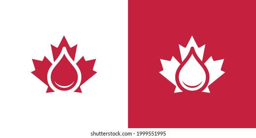 Maple Leaf Logo. Canada leaves Vector Icon. Water Drop Symbol Illustration.