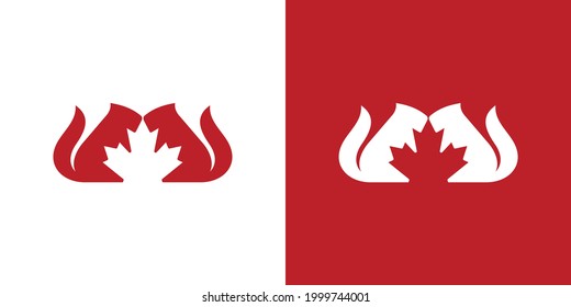 Maple Leaf Logo. Canada leaves Vector Icon. Squirrel Symbol Illustration.