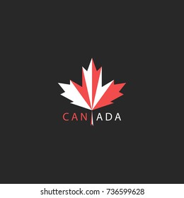 Maple leaf logo Canada traditional red and white flag colors Canadian national symbol.