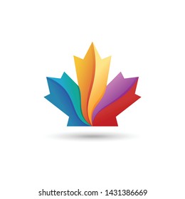 maple leaf logo, canadian flag symbol, colorful leaf, nature logo.