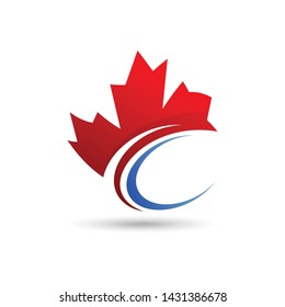 maple leaf logo, canadian flag symbol, colorful leaf, nature logo.