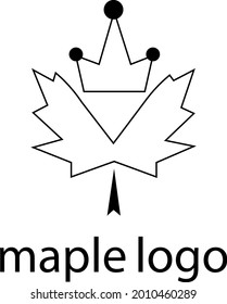 maple leaf logo with crown autumn and nature concept