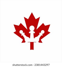 Maple leaf logo design with chess pawn.