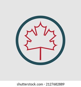 Maple leaf logo illustration design on gray background