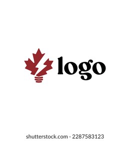 maple leaf logo with lightning and lights vector creative design concept