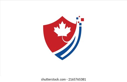 Maple leaf logo. Maple leaf with shield vector illustration.