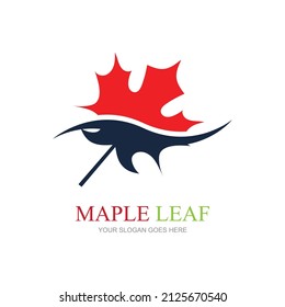 Maple leaf logo Template vector icon illustration, Maple leaf vector illustration, Canadian vector symbol, Red maple leaf, Canadian symbol, Red Canadian Maple Leaf