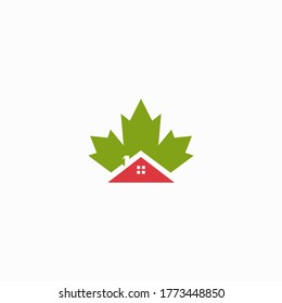 maple leaf logo and unique house roof