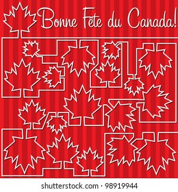 Maple leaf maze 'Happy Canada Day' card in vector format.