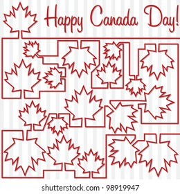 Maple leaf maze 'Happy Canada Day' card in vector format.