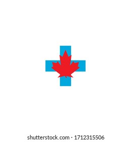 Maple leaf medical pharmacy logo icon illustration