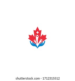 Maple leaf medical pharmacy logo icon illustration