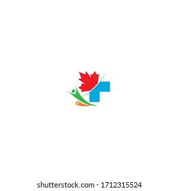 Icono del logotipo de la farmacia médica de hoja de arce