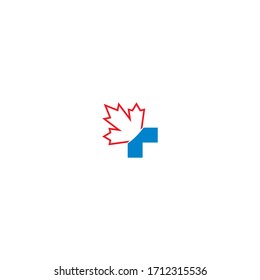 Maple leaf medical pharmacy logo icon illustration