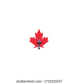 Maple leaf medical pharmacy logo icon illustration