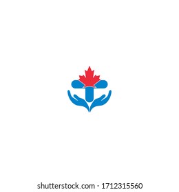 Maple leaf medical pharmacy logo icon illustration