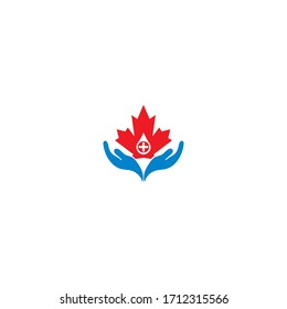 Maple leaf medical pharmacy logo icon illustration