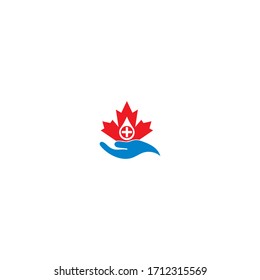 Maple leaf medical pharmacy logo icon illustration