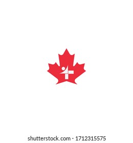 Maple leaf medical pharmacy logo icon illustration