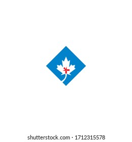 Maple leaf medical pharmacy logo icon illustration