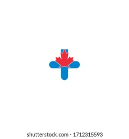 Maple leaf medical pharmacy logo icon illustration