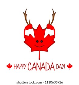 Maple leaf with moose horns. Canada day