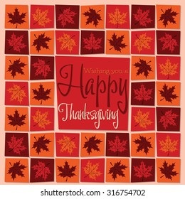 Maple leaf mosaic Thanksgiving card in vector format.