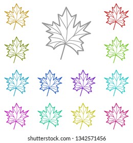 Maple Leaf multi color icon. Simple thin line, outline vector of Autumn icons for UI and UX, website or mobile application