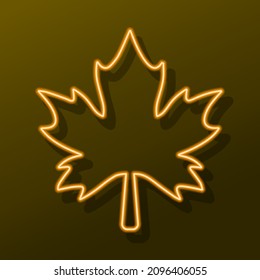 maple leaf neon sign, modern glowing banner design, colorful modern design trend. Vector illustration.