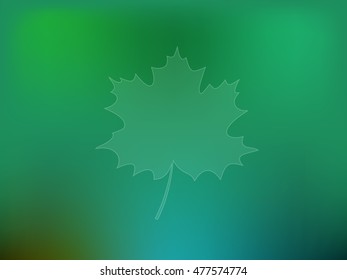 Maple leaf on a blurred green background. Vector illustration.