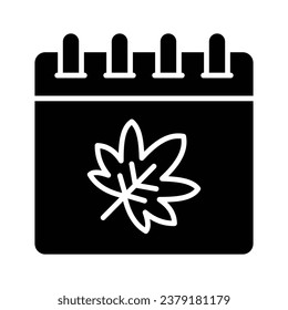 Hoja de arce en calendario, diseño vectorial del calendario de otoño en estilo moderno