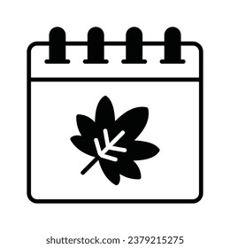 Maple leaf on calendar, autumn calendar vector design in modern style
