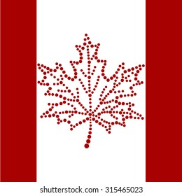 Maple leaf on the flag dots. Vector illustration