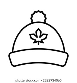 Maple leaf on hat showing concept vector of canadian cultural hat, customizable icon