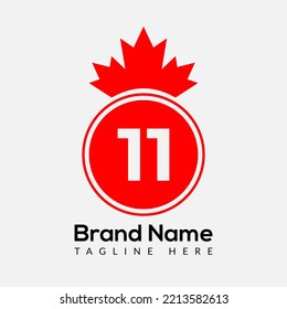 Maple Leaf On Letter 11 Logo Design Template. Canadian Business Logo, business, and company identity.